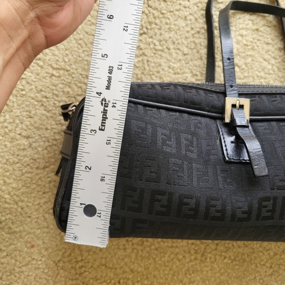 Fendi Classic Bagutte Bag logo black zipper purse Y2K - Picture 3 of 9